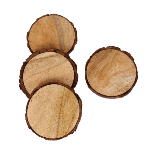 WOOD COASTER ROUND SHAPE TREE BARK (POLISH)